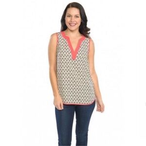 Pink Owl Beige Printed Sleeveless Blouse